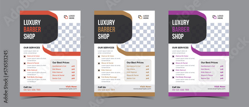 Flyer template design for barber shop business and spa business