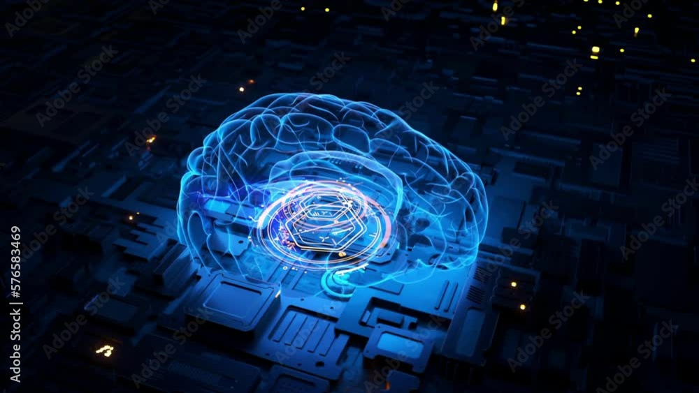 Artificial intelligence AI brain animation backgrounds, big data flow ...