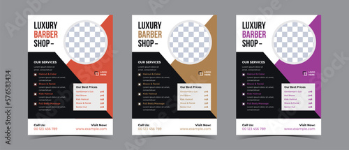 Flyer template design for barber shop business and spa business