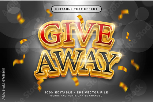 give away 3d text effect and editable text effect with ribbon illustration