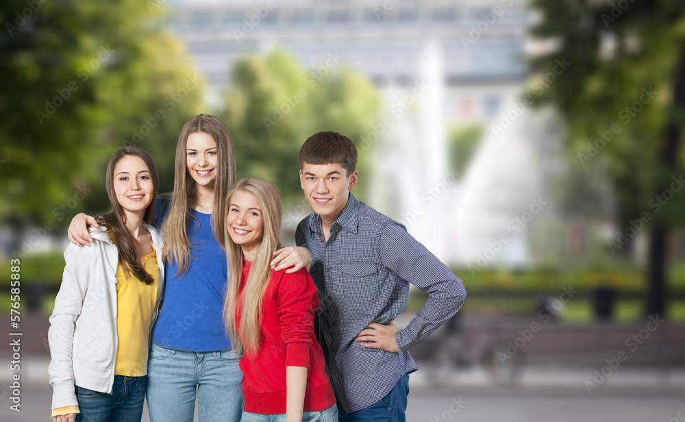 Happy group of young university students. Happy group of young university students.