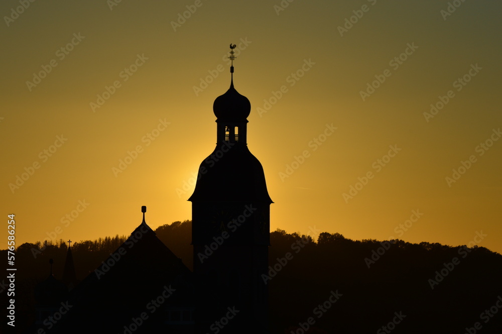 silhouette of the church