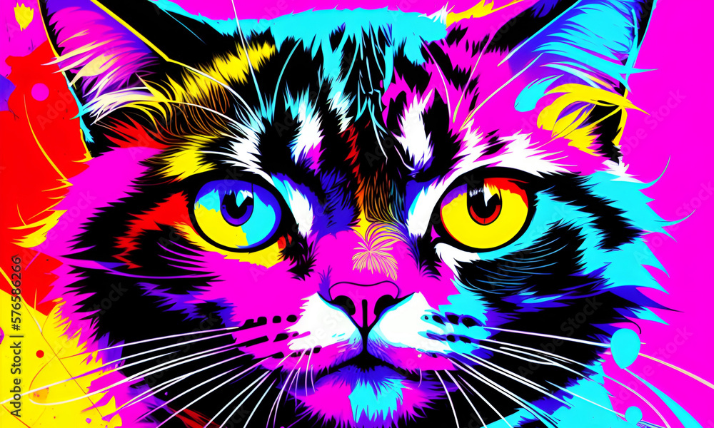 Psychedelic Cat's Abstract Beauty