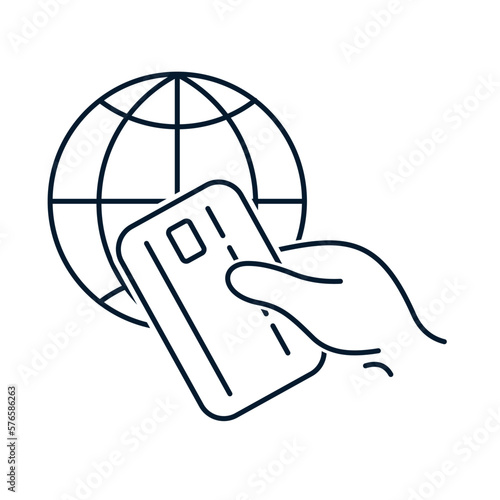 The concept of the world payment system. Vector icon isolated on white background.
