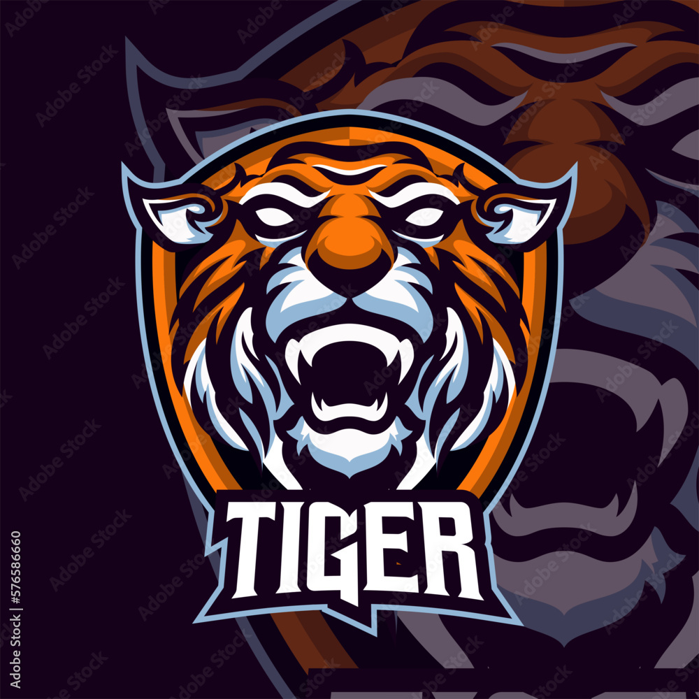 Obraz premium Tiger masscot logo illustration premium vector