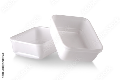 white plastic food container isolated on white background
