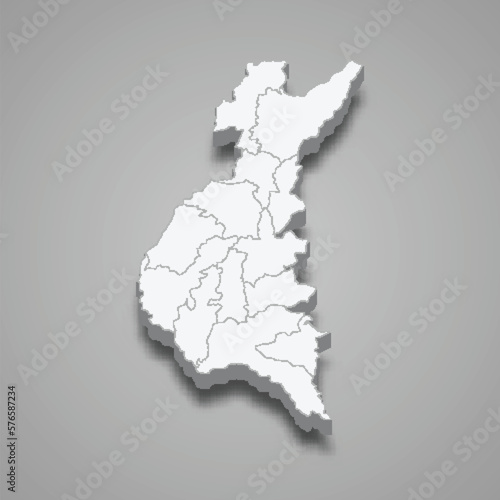 3d isometric map of Los Rios is a province of Ecuador