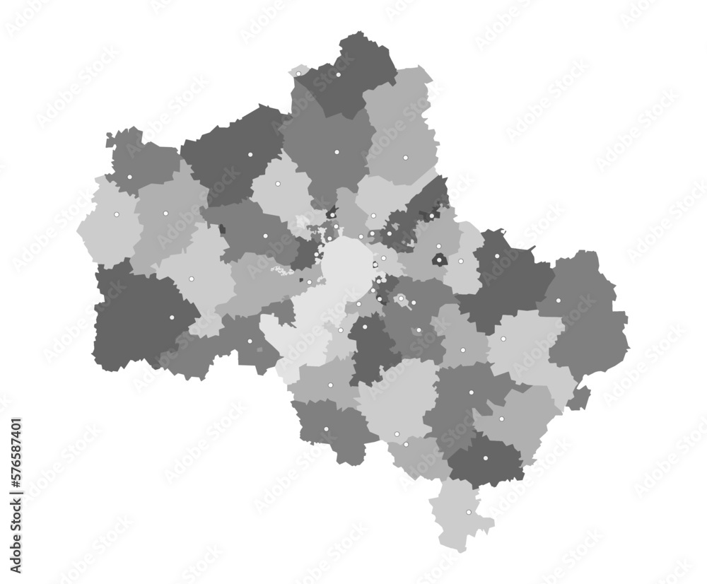Moscow Region Vector Map (with subdivisions) with major cities mapped (optionally) Moscow Region Vector Map (with subdivisions) with major cities mapped (optionally)
