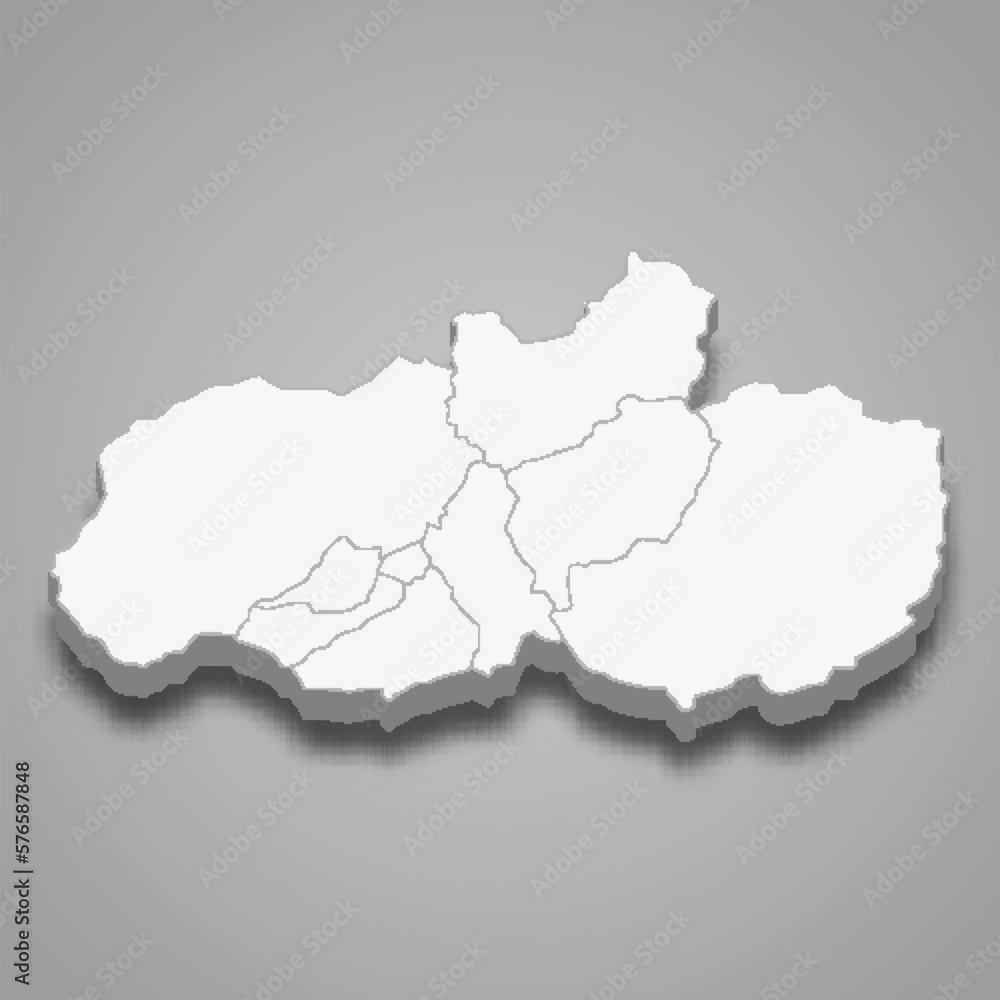 Fototapeta premium 3d isometric map of Tungurahua is a province of Ecuador