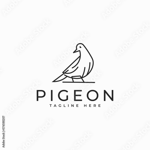 outline pigeon logo design vector ideas : premium dove line art logo business vector design template isolated on white