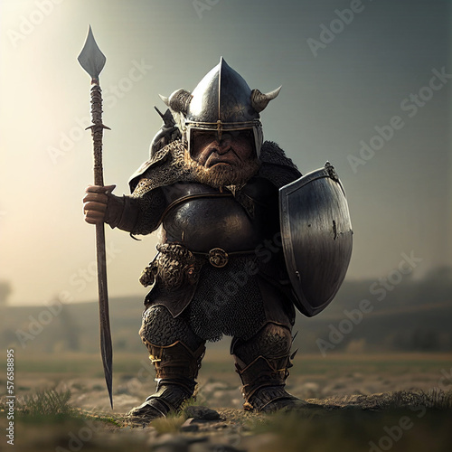 Dwarf Lord full battle armor created with Generative AI Technology