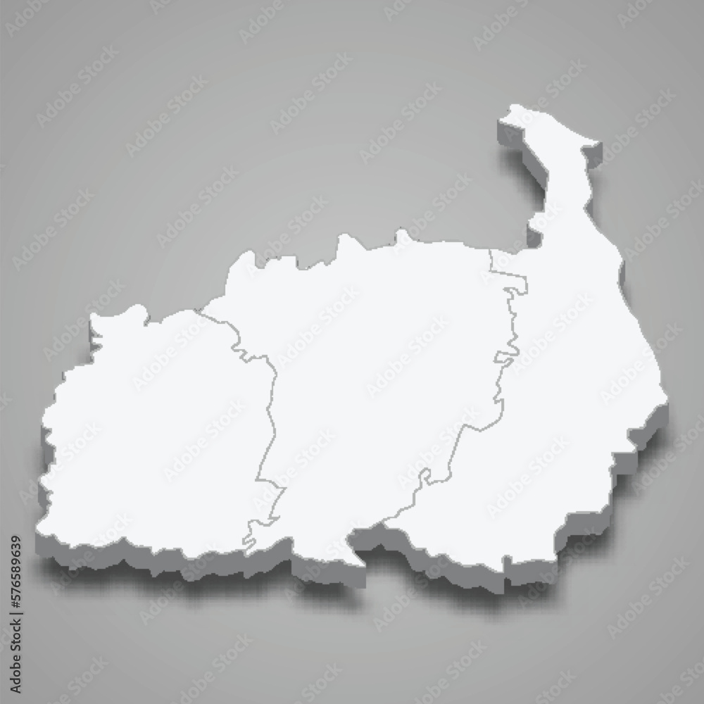 3d isometric map of Polva county is a region of Estonia