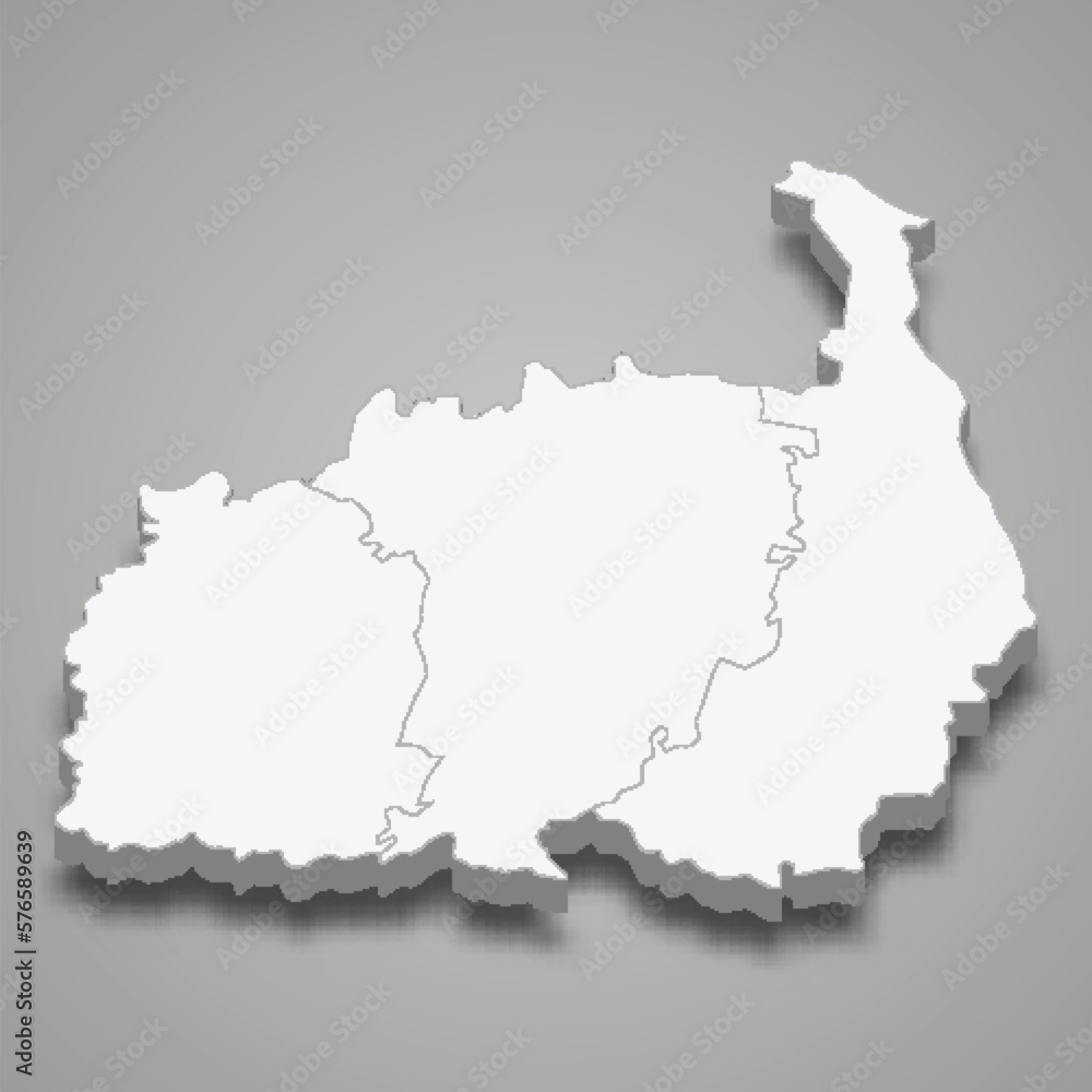 Obraz premium 3d isometric map of Polva county is a region of Estonia