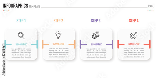 Origami infographic template or element as a vector with 4 step, process, option, colorful rectangle, rectangular, icons, square, tags for sale presentation or slide, minimal, simple, modern style