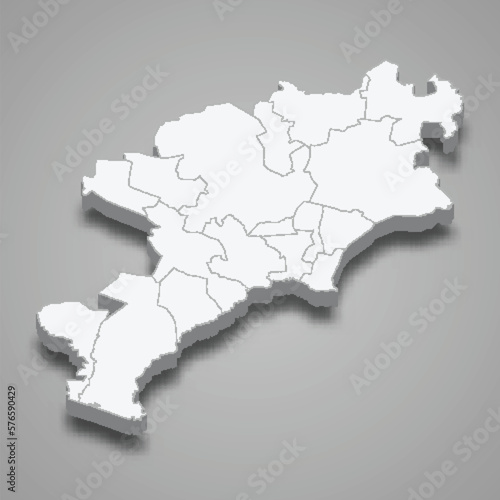 3d isometric map of Jutiapa is a province of Guatemala photo