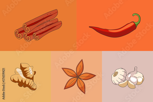 Set Icon Herbs And Spices 
