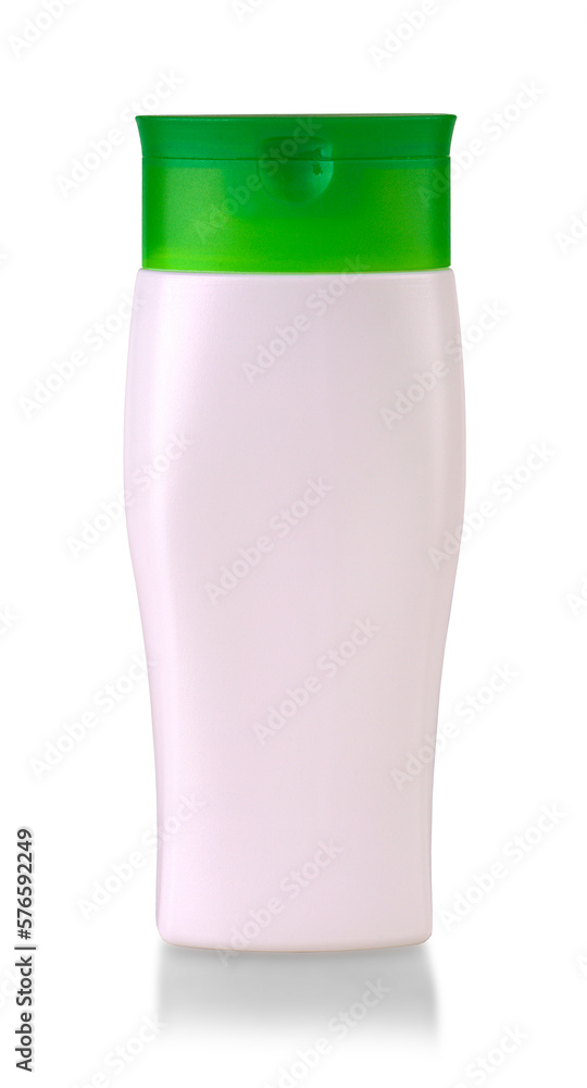 White blank plastic bottles with green lid isolated on white background White blank plastic bottles with green lid isolated on white background