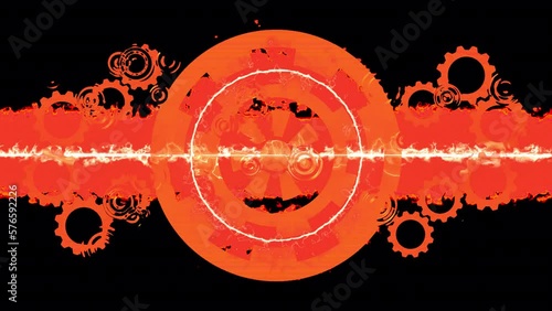 Background Animation - rotierende Zahnräder mit Lichtstrahlen - ProRes 4444 mit Alpha