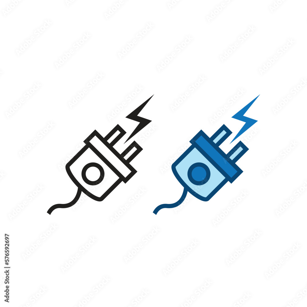 electric plug logo icon illustration colorful and outline