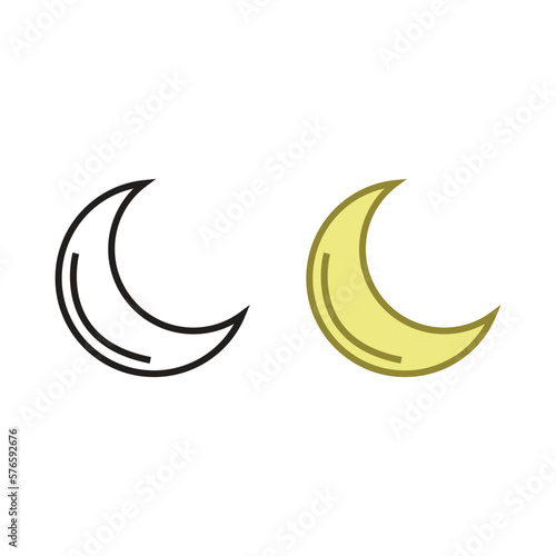 crescent moon logo icon illustration colorful and outline