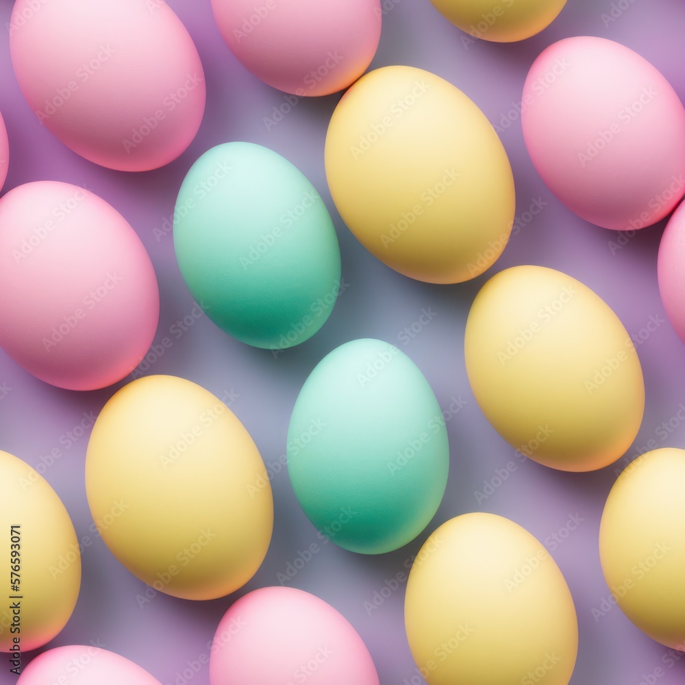 Easter eggs seamless background in pale colors, generative ai Easter eggs seamless background in pale colors, generative ai