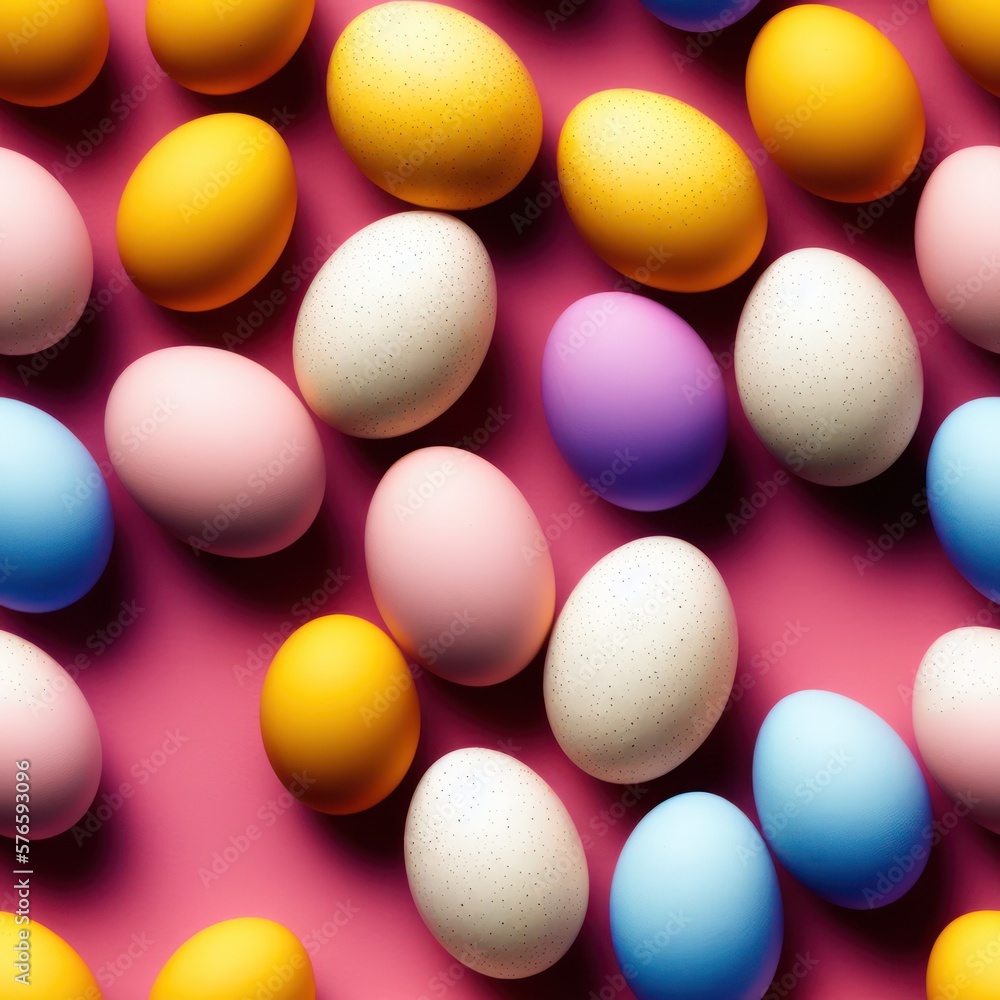 Easter eggs seamless background in pale colors, generative ai Easter eggs seamless background in pale colors, generative ai