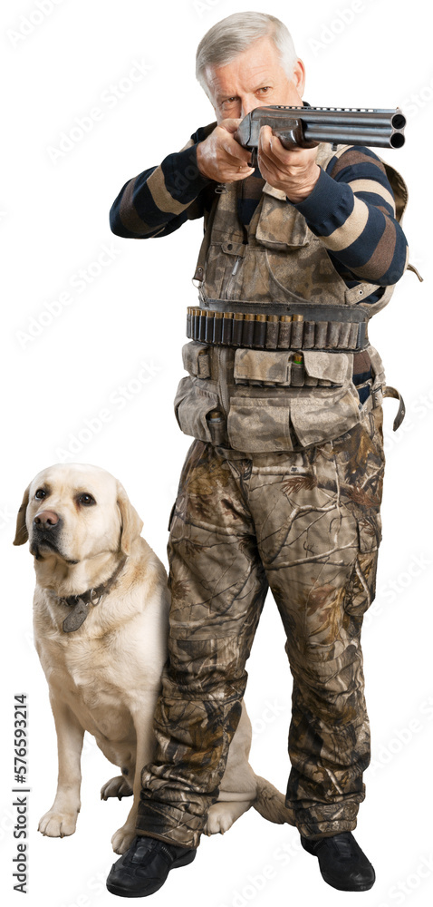 Senior Hunter with Labrador Isolated Senior Hunter with Labrador Isolated