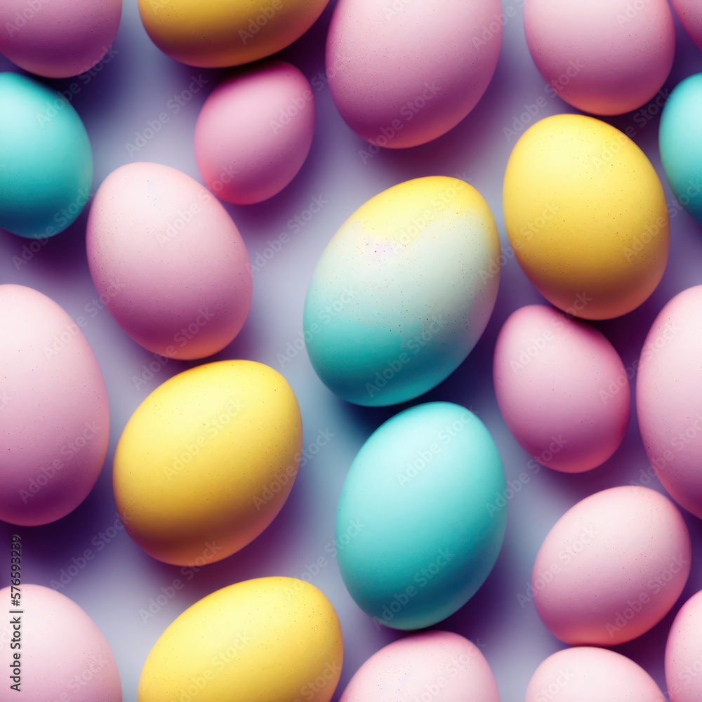 Easter eggs seamless background in pale colors, generative ai Easter eggs seamless background in pale colors, generative ai