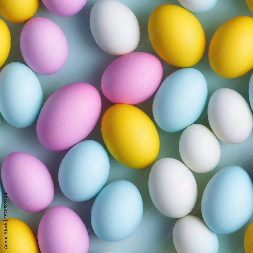 Easter eggs seamless background in pale colors, generative ai Easter eggs seamless background in pale colors, generative ai