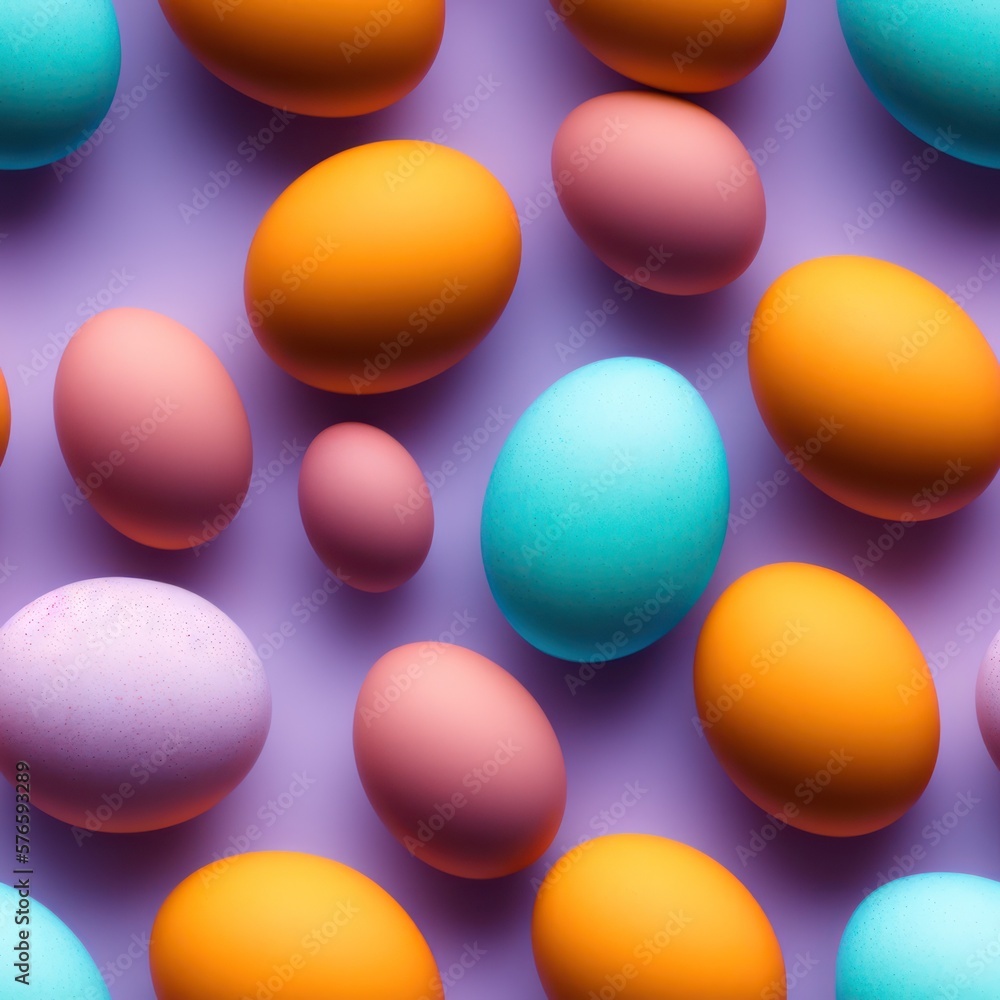 Easter eggs seamless background in pale colors, generative ai Easter eggs seamless background in pale colors, generative ai