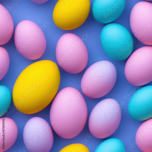 Easter eggs seamless background in pale colors  generative ai