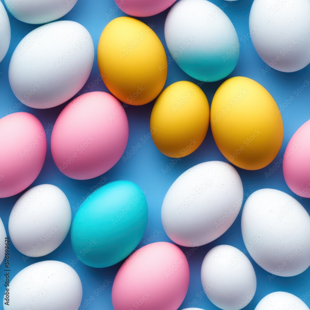Easter eggs seamless background in pale colors, generative ai Easter eggs seamless background in pale colors, generative ai
