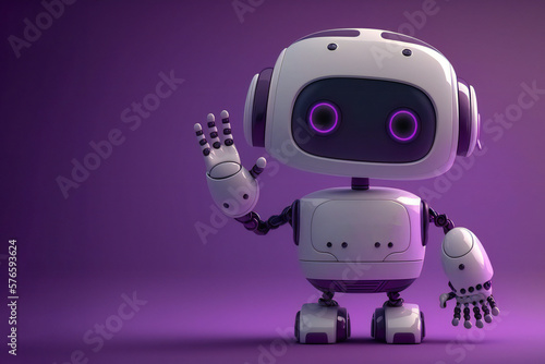 Cute robot saying hello,ai generated © Veronica