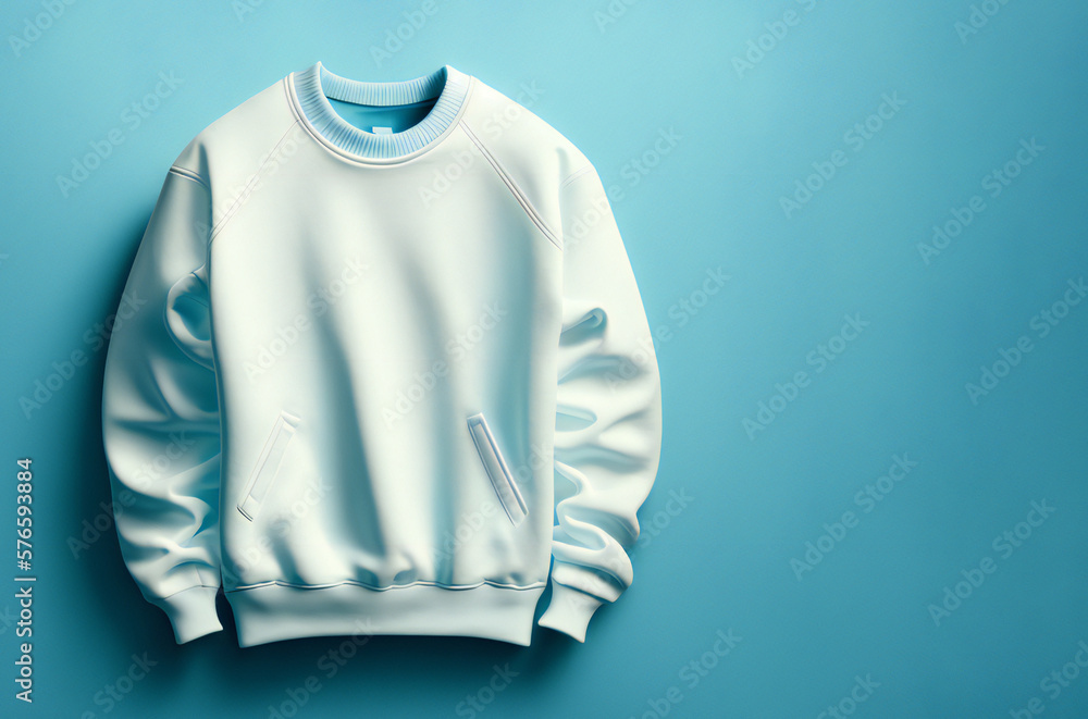 White sweater on a blue background,ai generated White sweater on a blue background,ai generated