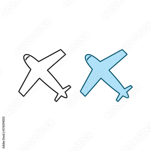 airplane logo icon illustration colorful and outline
