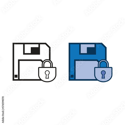 data lock logo icon illustration colorful and outline