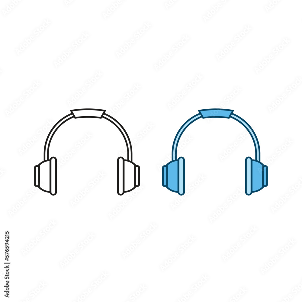 headset logo icon illustration colorful and outline headset logo icon illustration colorful and outline