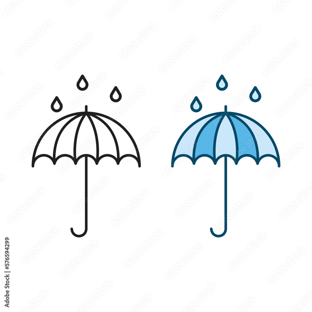 umbrella logo icon illustration colorful and outline