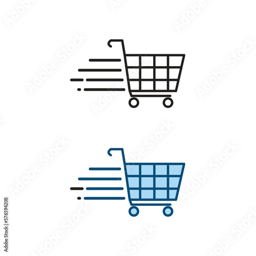 trolley cart logo icon illustration colorful and outline