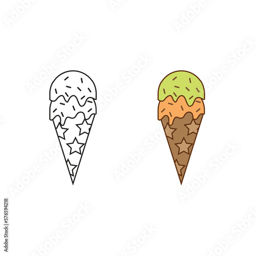 ice cream logo icon illustration colorful and outline