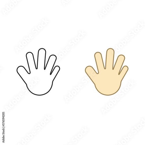 hand palm logo icon illustration colorful and outline