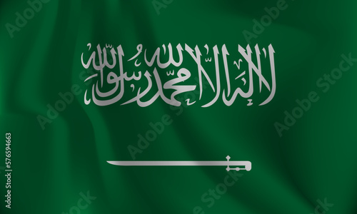 Flag of the Kingdom of Saudi Arabia, with a wavy effect due to the wind.