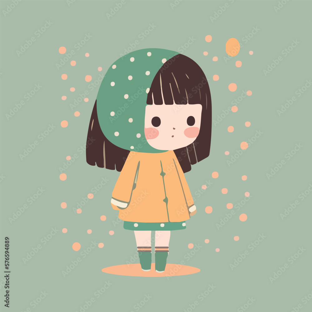 Kawaii girl cartoon style vector illustration Kawaii girl cartoon style vector illustration