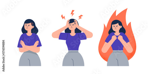 Foto Woman with different stages of stress