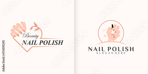 beautiful female hands with manicure. vector logo