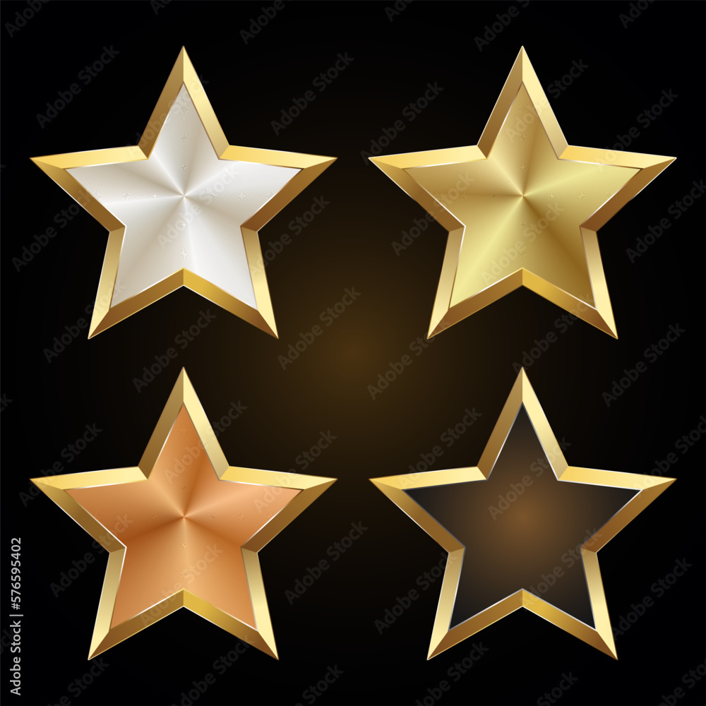 collection of glossy gold white bronze and brown stars vector illustration collection of glossy gold white bronze and brown stars vector illustration