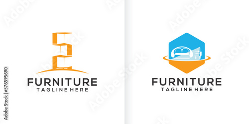 Furniture and interior design logo concept collection