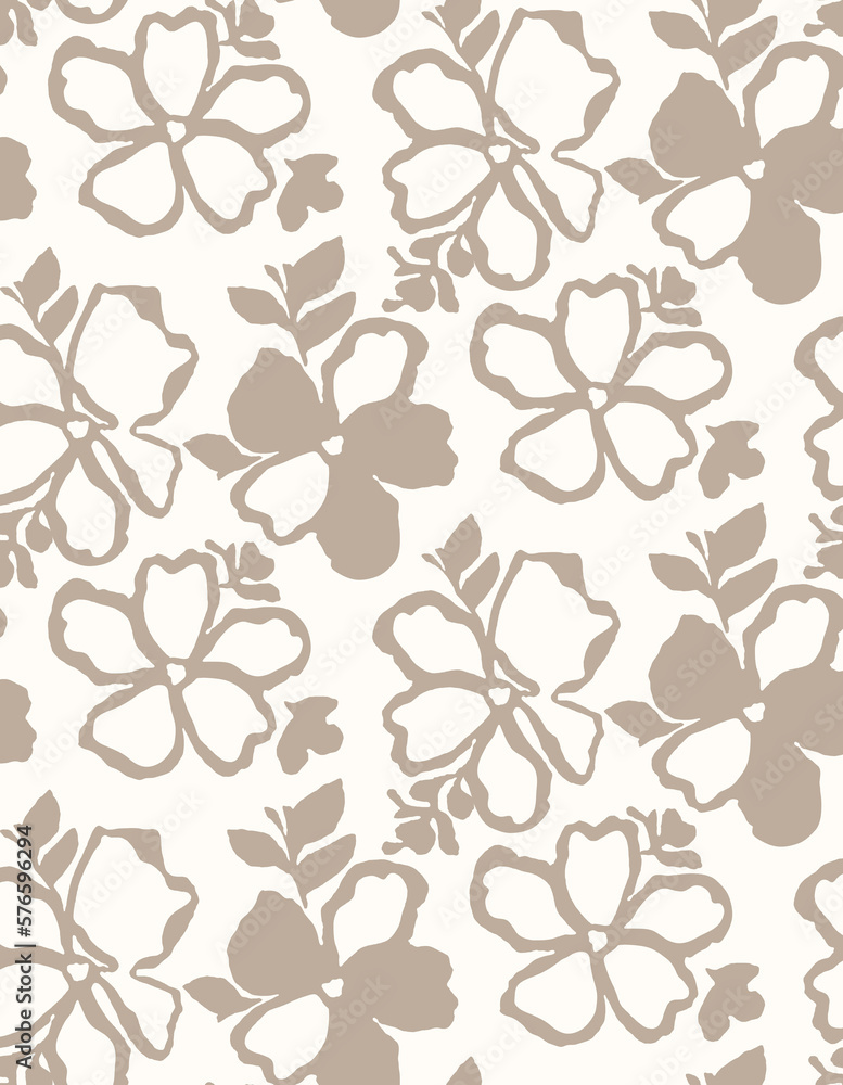 Fototapeta premium Seamless geometric square flowers pattern.
