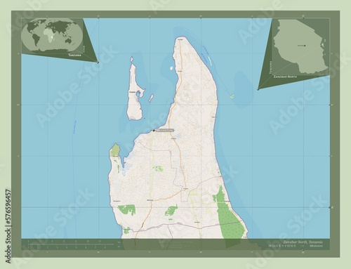 Zanzibar North, Tanzania. OSM. Labelled points of cities photo