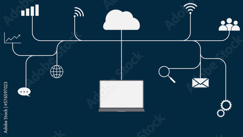 Internet network connection with social media communication concept.